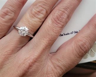 Gorgeous 1.28 Carat Round Brilliant GIA Certified Platinum Diamond Engagement Ring - grade SI1 color H with GIA Papers - GIA laser inscription and registry