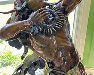Alternate view. When the Hunter Becomes the Hunted, Bronze scupture by Vic Payne. 