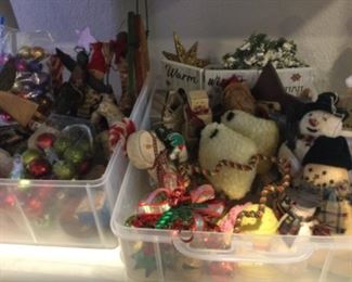 Hundreds of ornaments, most 50 cent bins 