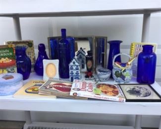 Blue glass, cookbooks
