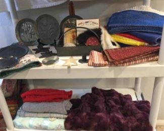 Faux fur vest, table runners, placemats