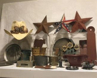 Sassy super fun hat and metal plates, tins, stars, fun decor 