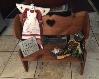 Doll or bear or? Bench, with Christmas whimsy girls