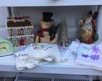 Moonbeam clock, x-large Jim shore Santa, hand made snowman,