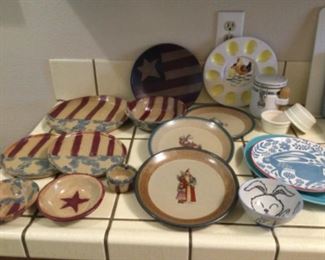 Texas American flag dishes, egg plate, 