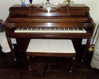 MASON & HAMLIN UPRIGHT PIANO AND STOOL