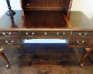 VINTAGE QUEEN ANNE DESK WITH HUTCH - SHOWS SOME WEAR.