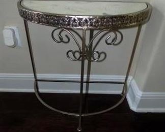 GLASS TOPPED HALF TABLE