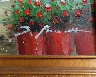 LARGE ORIGINAL OIL PAINTING OF LAKE TRAVIS OUT BY THE OASIS RESTAURANT BY S. BENNETT (?)