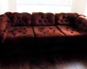 BROWN VELOUR SOFA