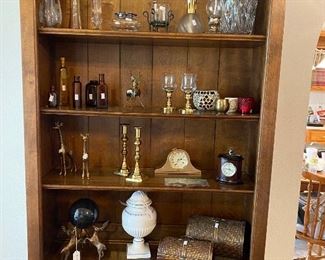 Second piece full of goodies, Ethan Allen open bookshelf/display unit