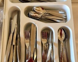 Cutlery set # 2 Community Stainless Paul Revere, 12 five piece place settings plus serving pieces, 65 piece total $195.00 includes plastic storage box 