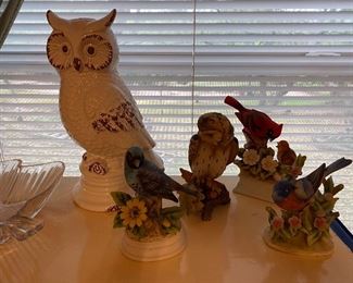 ceramic birds and owl