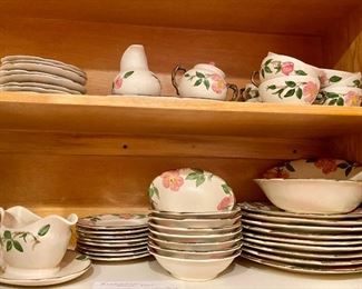 Desert Rose service for 8 plus gravy, creamer/sugar, 3 serving bowls, 2 platters, all in perfect shape $295.00
