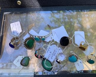 New Mexico and Mexico jewelry, turquoise, malachite, enamel