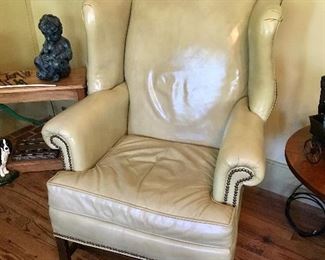 Ethan Allen Leather Wingback Chair 