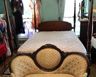 View of third Bedroom - Full Size 4 Poster Bed - Victorian Settee 
