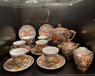 zhi zao chinese porcelain tea service for six  1970-2000 mark