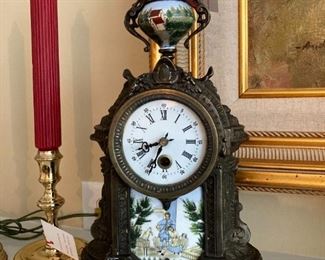 vintage French-inspired bronze mantle clock