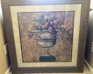 framed fruit in urn print