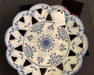 Maitland Smith blue & white reticulated bowl