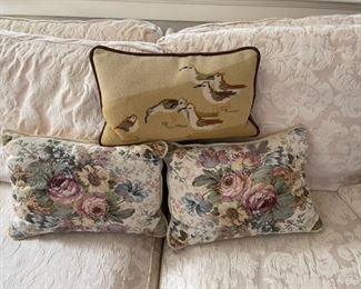 Tapestry pillows and needlepoint 