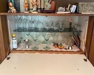 Bar section of entertainment cabinet 