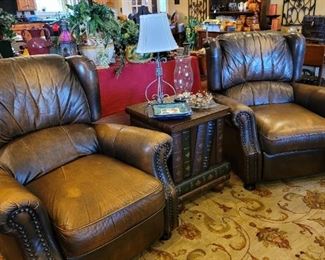 Leather recliners w/ ottoman
