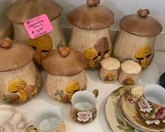 Vintage mushroom cannister set