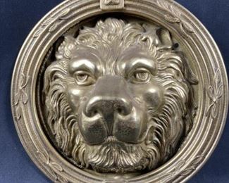 Huge Brass Lion Door Knocker, new in box.