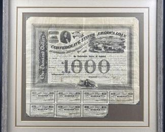 1863 US $1000 Confederate States of America Loan