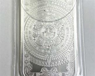 1oz Troy Silver Art Bar, Aztec Calendar .999 BU