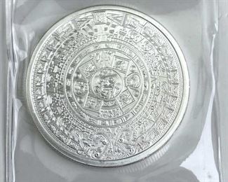 1oz Troy Silver Art Round, Aztec Calendar .999 BU