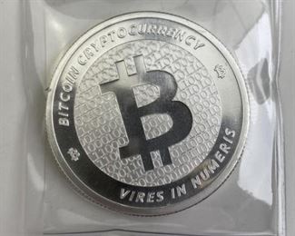 1oz Troy Silver Round, Bitcoin .999 BU