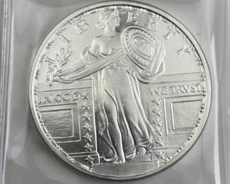 1oz Troy Silver Round, Nude T1 Standing Lib. .999 BU