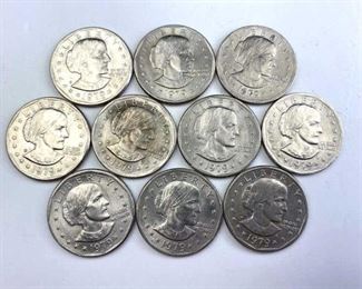 (10) 1979-P,D Susan B Anthony Dollars, Some BU