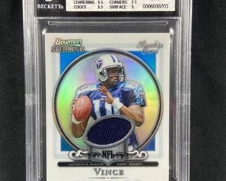 (Refractor w/ Jersey Memorabilia Patch) 2006 Vince Young Bowman Sterling BGS NM/MT 8