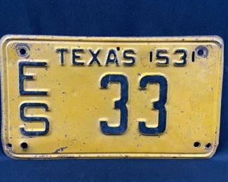 1953 Texas License Plate ES 33