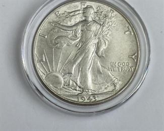 1943 Walking Liberty Silver Half Dollar, BU