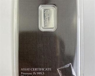 1g Platinum Valcambi Suisse Carded Bar
