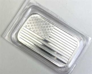 1oz Silver Bar, Patriotic U.S. Flag Design .999