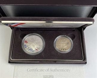 1989 2pc Congressional Silver Dollar + Half Set, U.S.