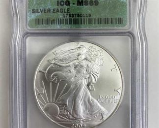 2004 American Silver Eagle 1oz .999 ICG MS-69