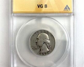 Scarce Variety 1952-D Washington Quarter, ANACS VG8 - Huge D