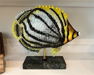 Large glass fish sculpture 