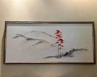 Artist: Keaton-Reed, Julie 
“Red Tree Landscape”
Medium: Sumi ink on silk
28” X 58.75”
