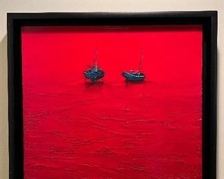 Denis Lebecq 
“Two Boats on Red Water”
Oil on canvas 