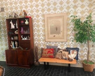 George Nelson for Herman Miller slat bench.  rosewood bookcase by Poul Hundevad