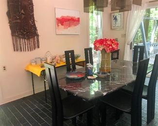 solid marble dining table w marble base