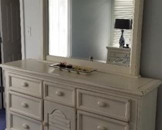 Cottage chic long dresser with mirror